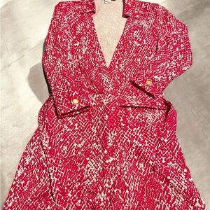 Diane Von Furstenberg Red and White Snakeskin Dress